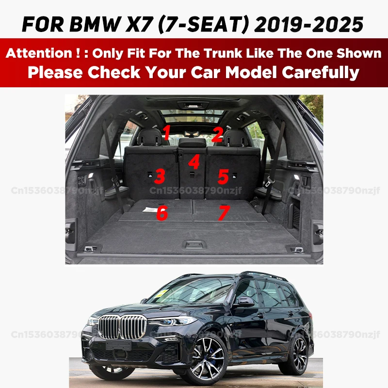 Car Floor Mats For BMW X7 G07 7 Seats 2019-2025 24 23 22 Trunk mat Cargo Liner Protection Carpet Custom Floor Liners Accessories