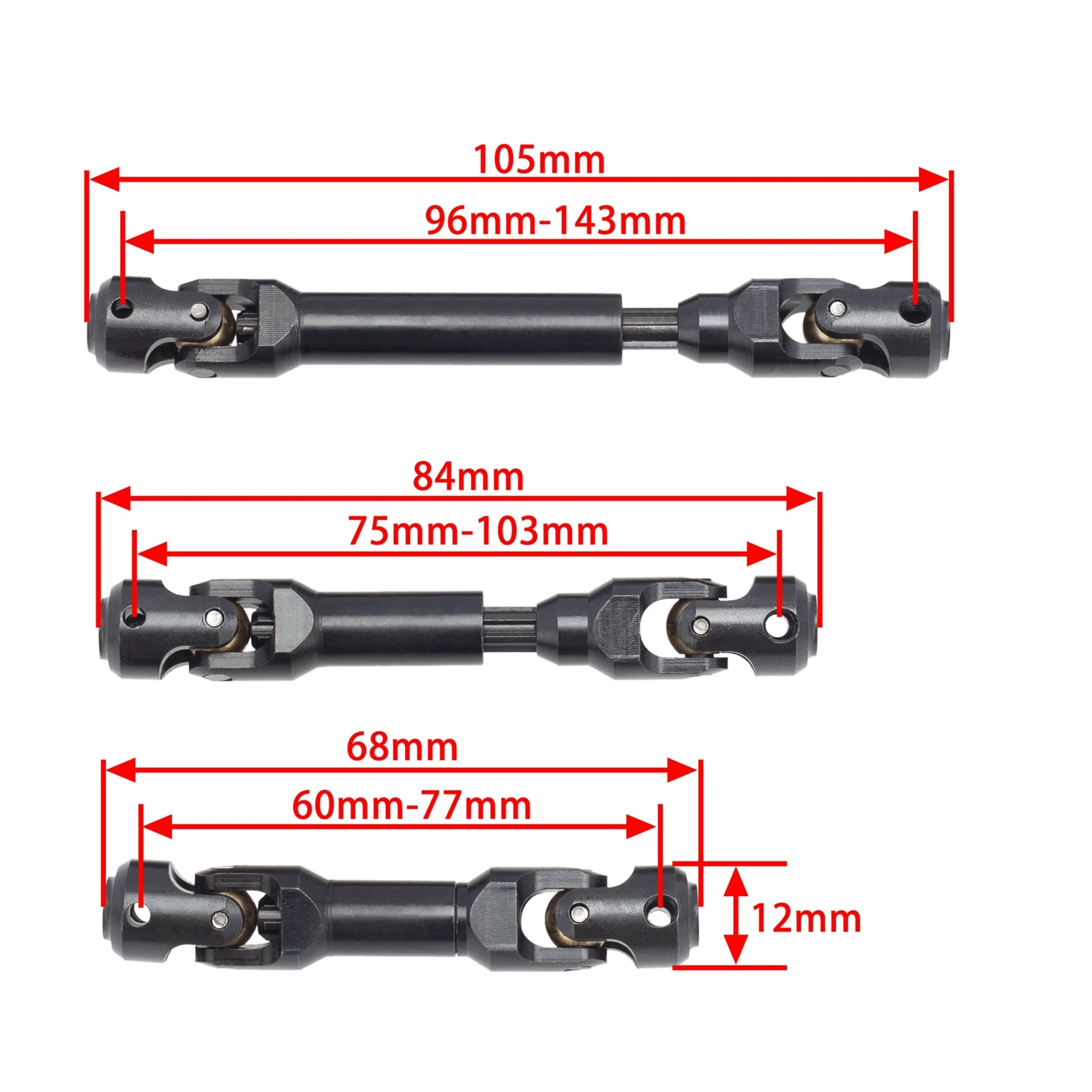 3 sztuk metalowy wał napędowy CVD wału napędowego dla TRAXXAS TRX6 TRX-6 G63 6X6 1/10 gąsienica RC części do ulepszenia samochodów