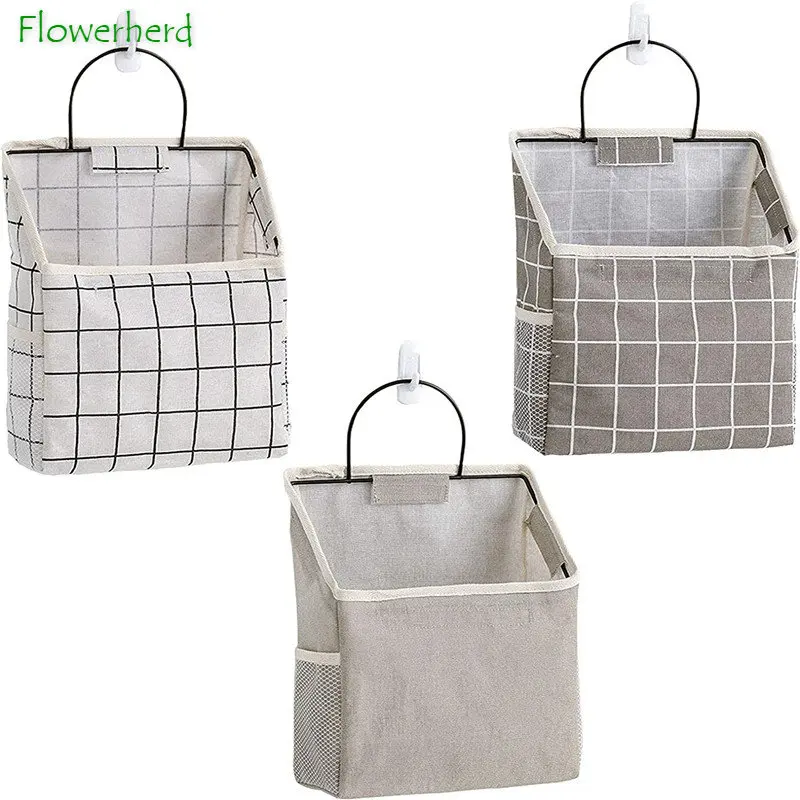 Fabric Wall Hanging Storage Caddy Bag Over The Door Pouch Organizer for Bedroom Bathroom Kitchen