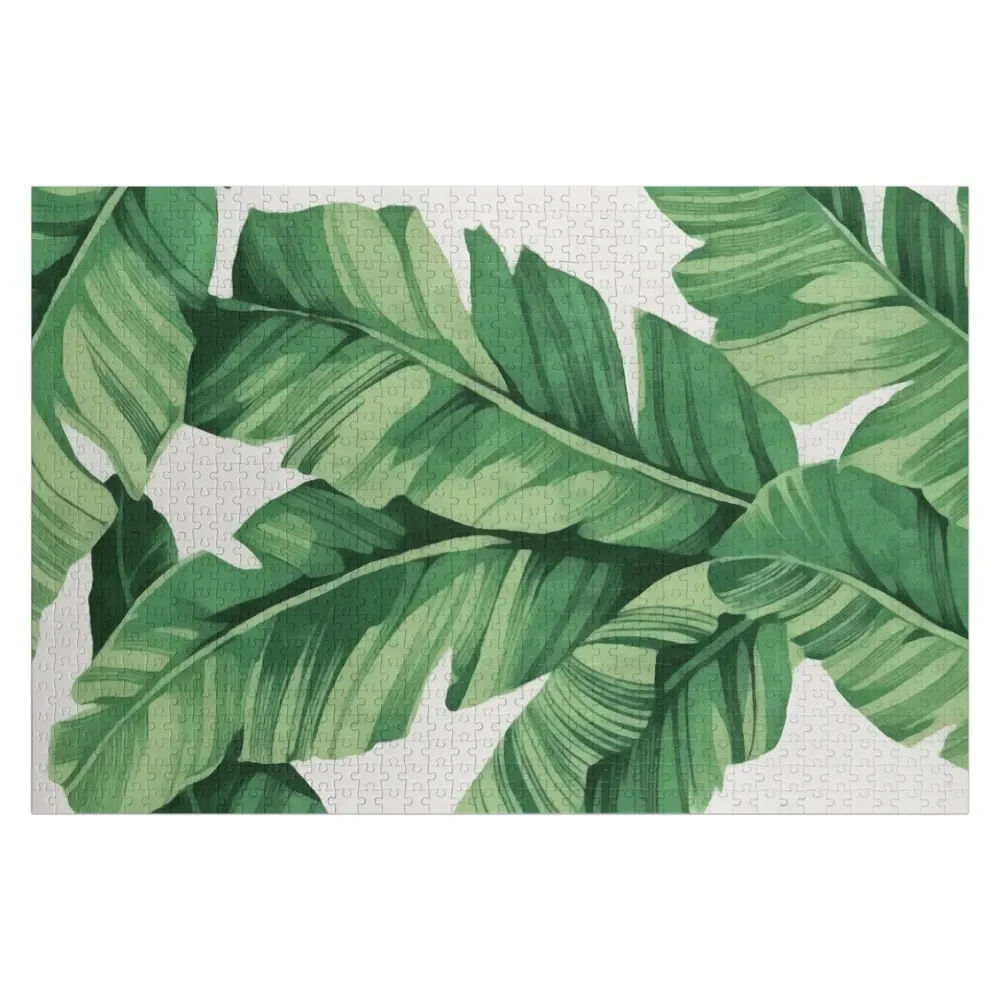 Tropical banana leaves Jigsaw Puzzle Wooden Name Personalised Jigsaw Toddler Toys Custom Gifts Puzzle