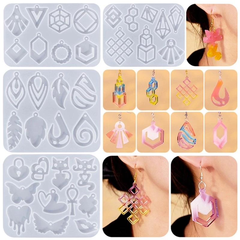 Earring Pendant Silicone Mold Vintage Geometric Heart Epoxy Resin Mould for DIY Earrings Keychain Necklace Charm Jewelry