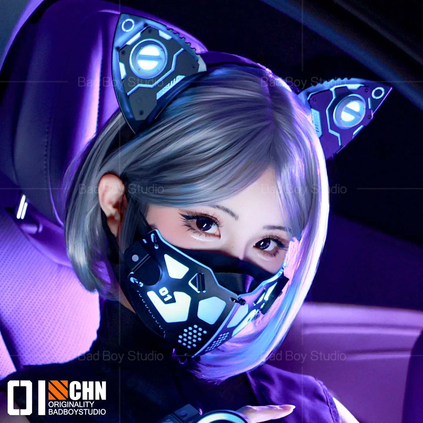 

Punk Functional Mechanical LED Light Mask Headband Future Tactical Technology Armor Hair Bands Music Festival Party Cosplay Prop