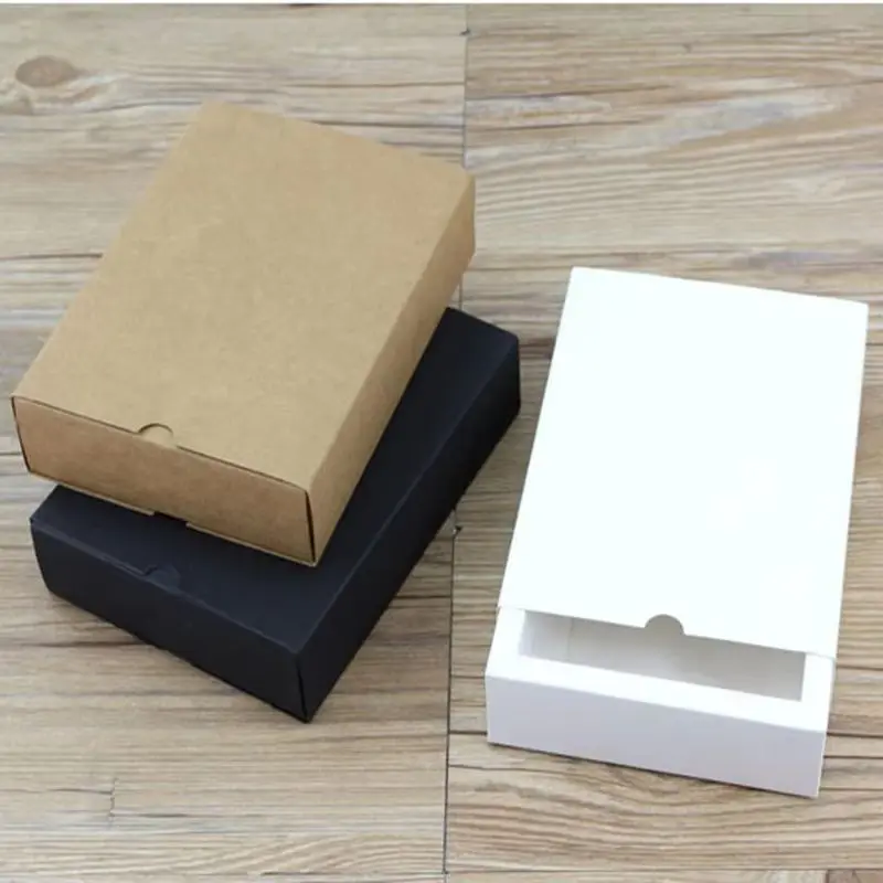 20 Pcs Multi-Size Kraft Paper Box Brown Cardboard Handmade Soap Gift Box White Craft Paper Black Jewelry Packaging Box customize