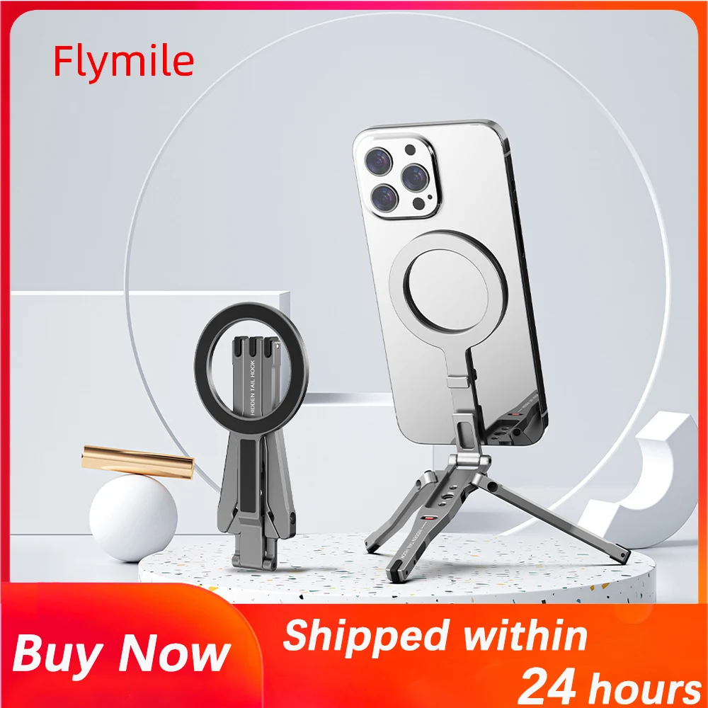 Flymile Magnetic Adapter Tripod for Magsafe iPhone16 15 14 Pro Max Phone Universal Aluminum Alloy Selfie Live Broadcast Bracket