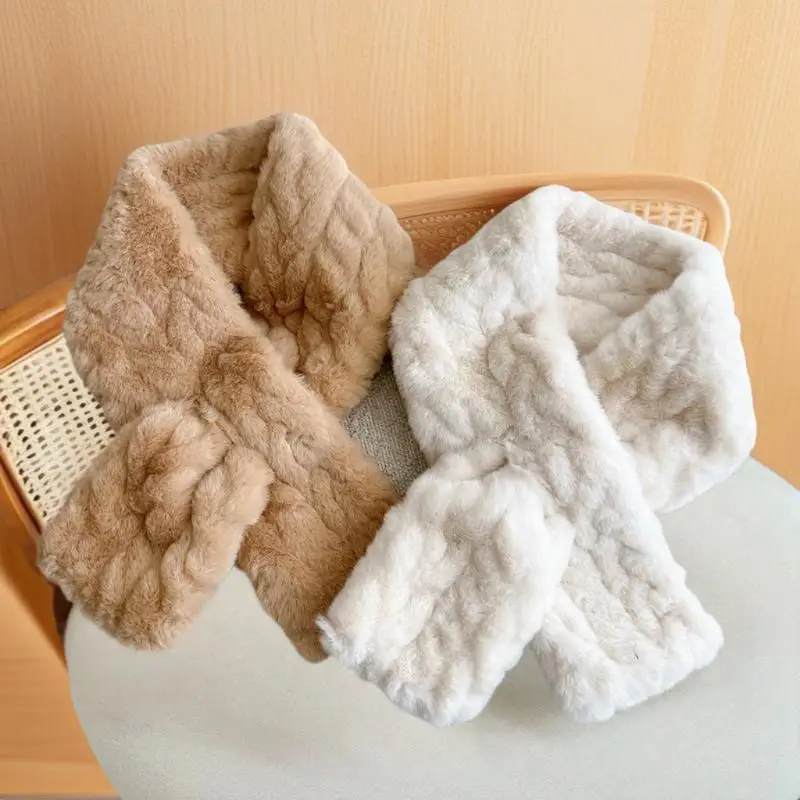 Neue Nachahmung Rex Kaninchen Fell Kreuz Schal Winddicht Coldproof Hals Kragen Dick Warm Halten Gestrickte Halstuch Frauen
