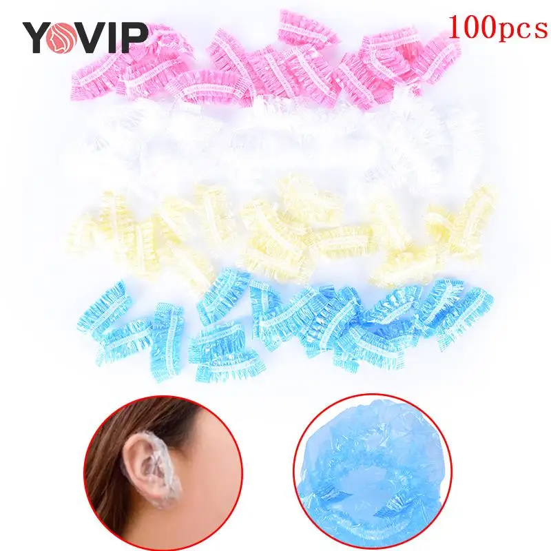 100pcs Disposable Ear Cover Ear Protector For Hair Dyeing Caps Bath Shower Earmuffs Hairdressing Tools Salon Barber Accessories
