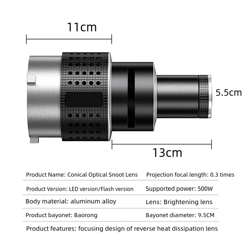 A46T Photograph Flash Snoot Conical Lens Video Modelling Shape Photo Studio Light Kit with Optical Spotlight Lens 35 Gobos