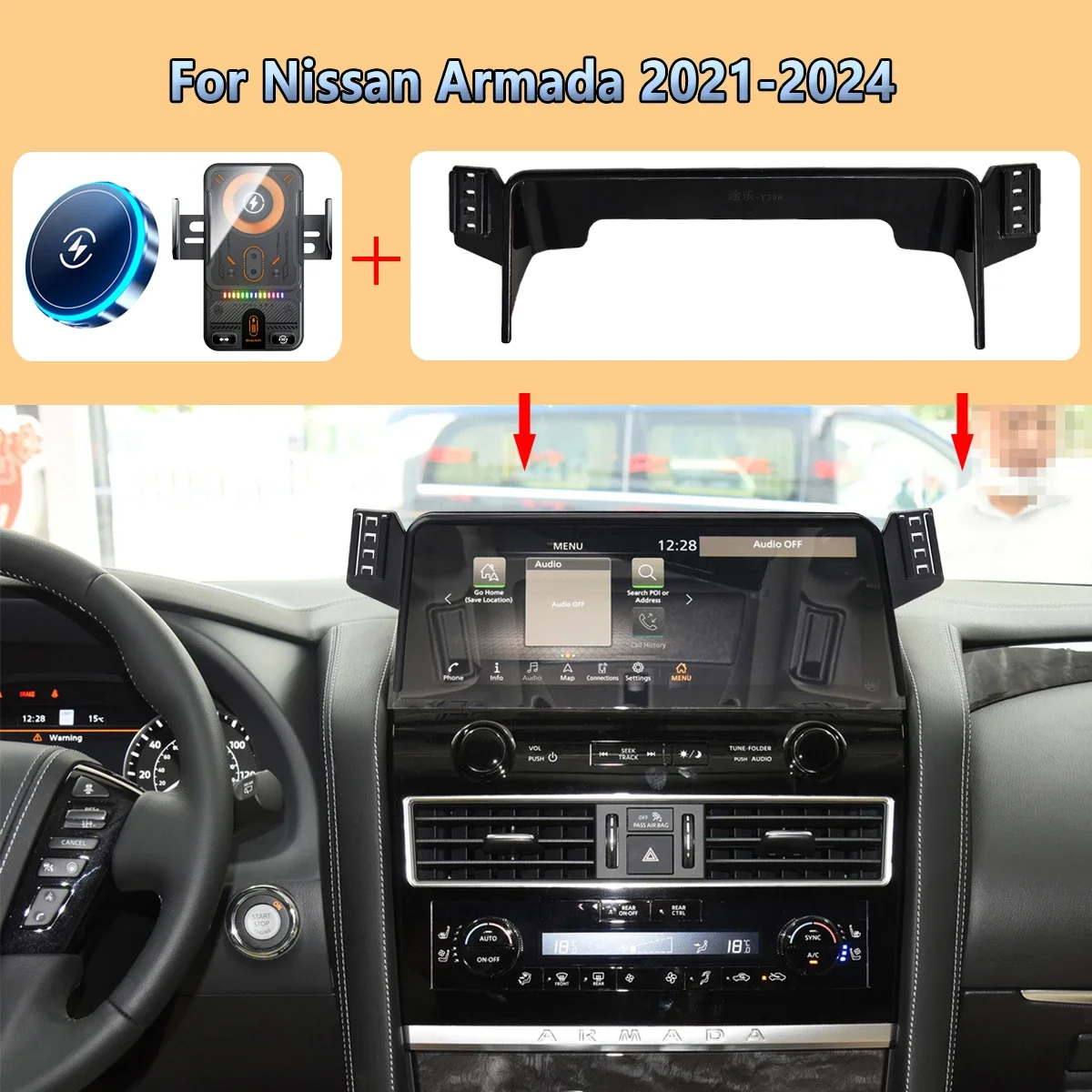 For Nissan Armada 2021-2024 Car Phone Holder vent Wireless Charging Car charger cradle For Magsafe Accessories