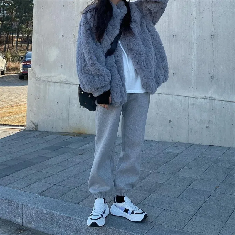 Autumn Winter New Korean Fashion Lambswool Fur Coat Young Thicken Loose Imitation Rabbit Hair Women Fur Overcoat Lady Jacket