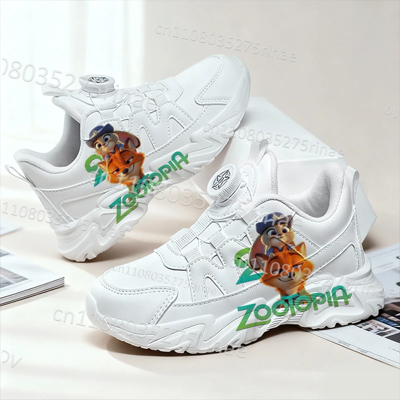 

Кроссовки Zootopia с принтом Джуди и Ника, белые, для детей (мальчиков и девочек), на толстой подошве, с вращающейся кнопкой, серия 2026, подарок