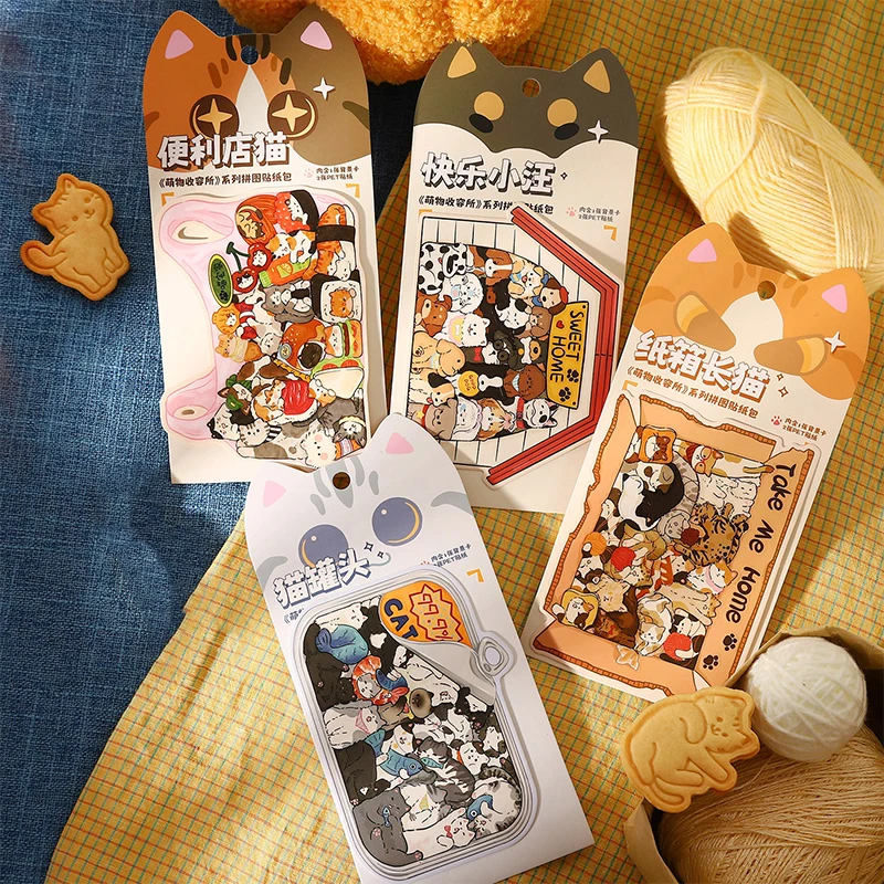 3 Blatt/Packung Niedliche Tier-Puzzle-Aufkleber-Set, Serie „Furry Shelter“, Kawaii-Tier-Sticker für DIY-Tagebuch, Scrapbook, Handyhülle, Album-Dekoration