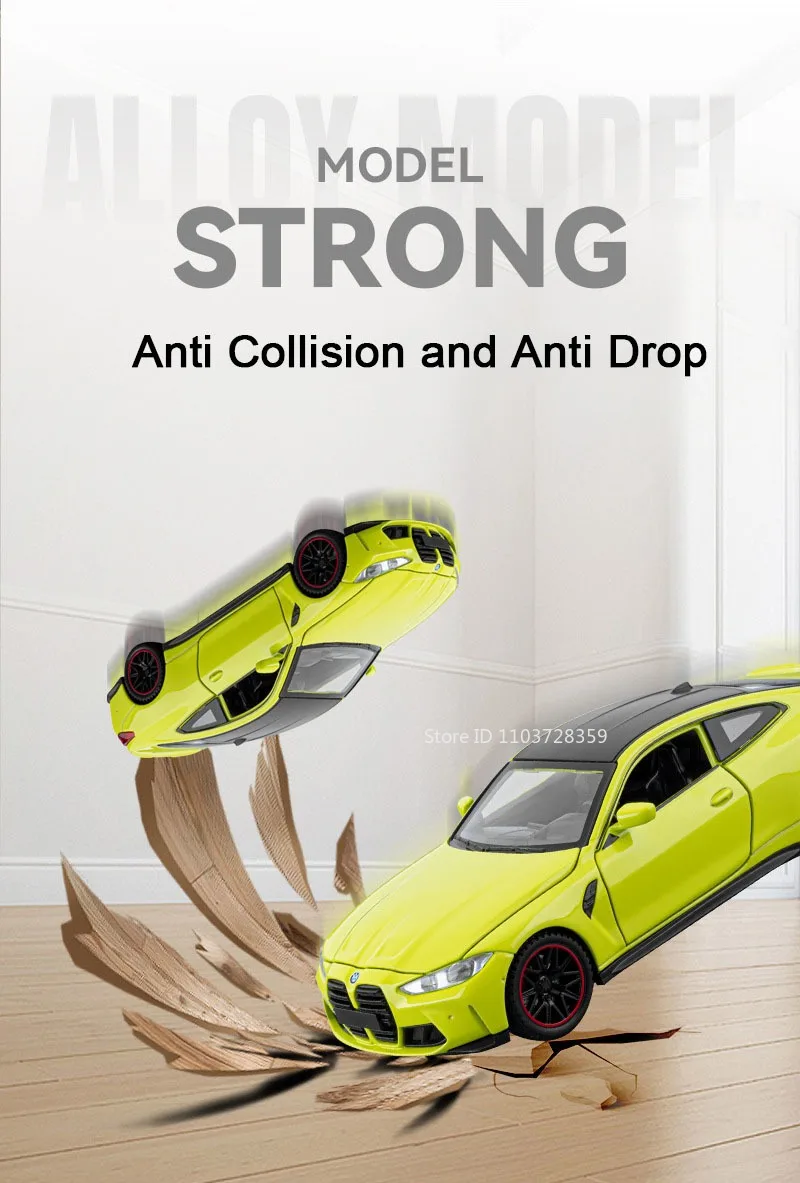 1:32 M4 320I Simulation Auto Modell Spielzeug Metall Diecast Türen Geöffnet Sound Licht Zurückziehen Gummi Reifen Ornament Fahrzeuge für Kinder – Detail 5