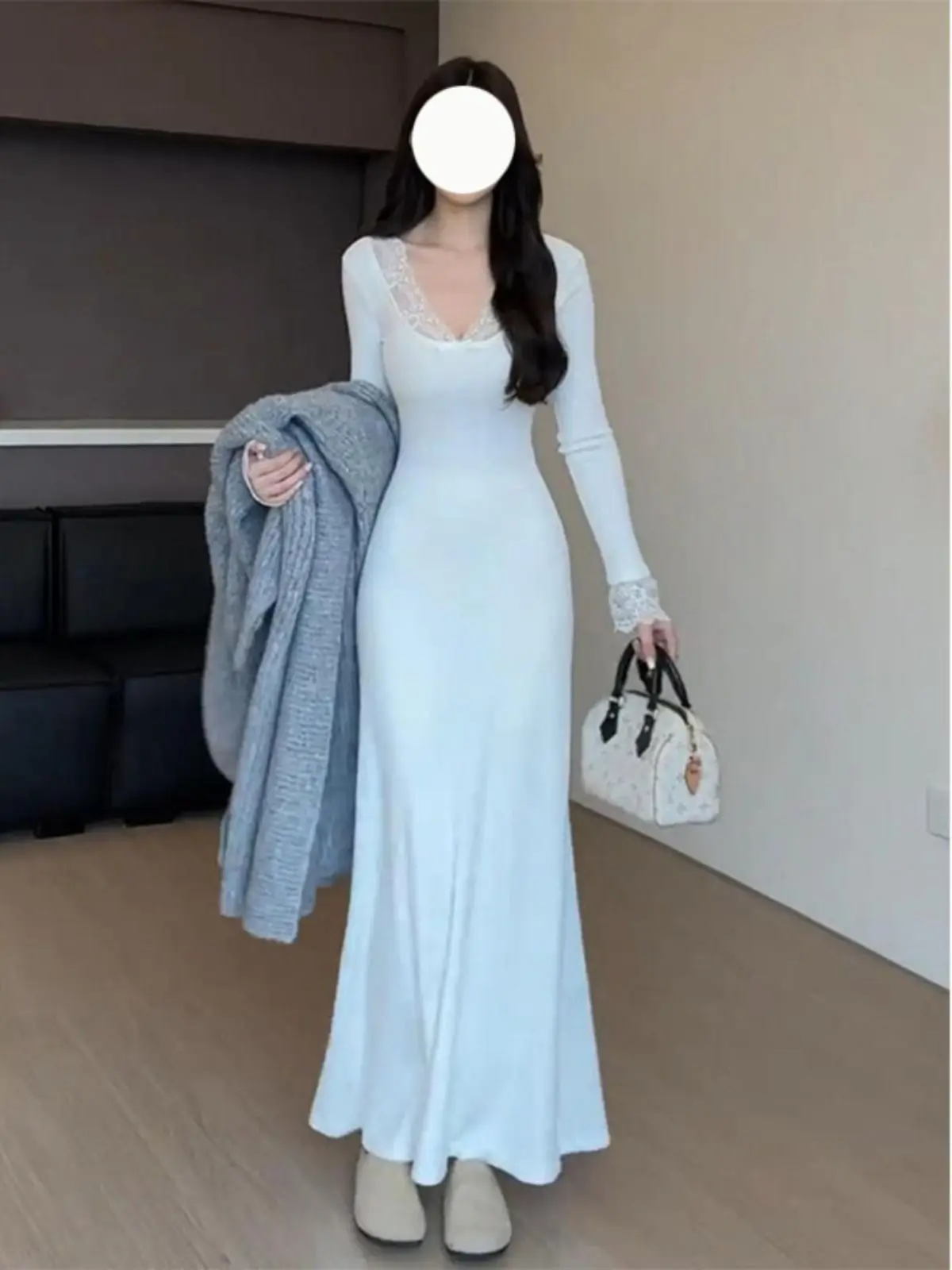 فساتين نسائية صيفية شابة مشروط مثبتة على الرقبة رسن سموكينج متدفق منتصف العجل شاطئ رومانسي عطلة خفيفة الوزن نقية OL