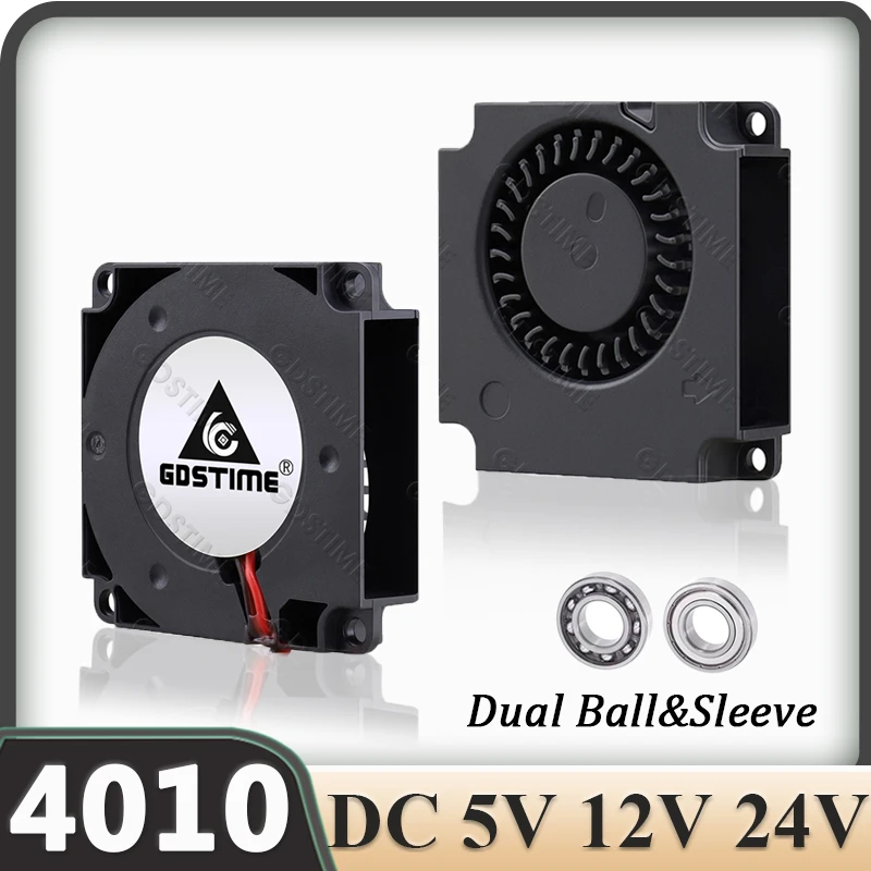 Ventilador Gdstime 4010, Ventilador de PC de 24V 12V, Ventilador USB de 2 Pines, 40mm 40x40x10mm, Ventilador de Turbina sin Escobillas para Impresora 3D, Mini Ventilador de Refrigeración DC 5V