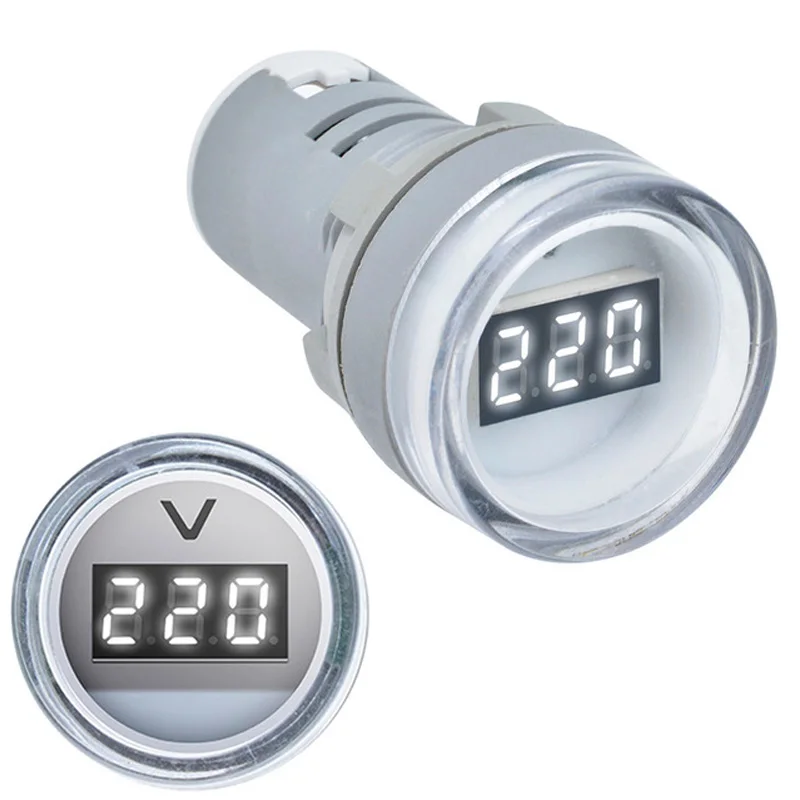 DIY Mini Digital Voltmeter 22mm Round AC 60-500V Volt Voltage Tester Meter Monitor Power LED Indicator Pilot Lamp Light Display