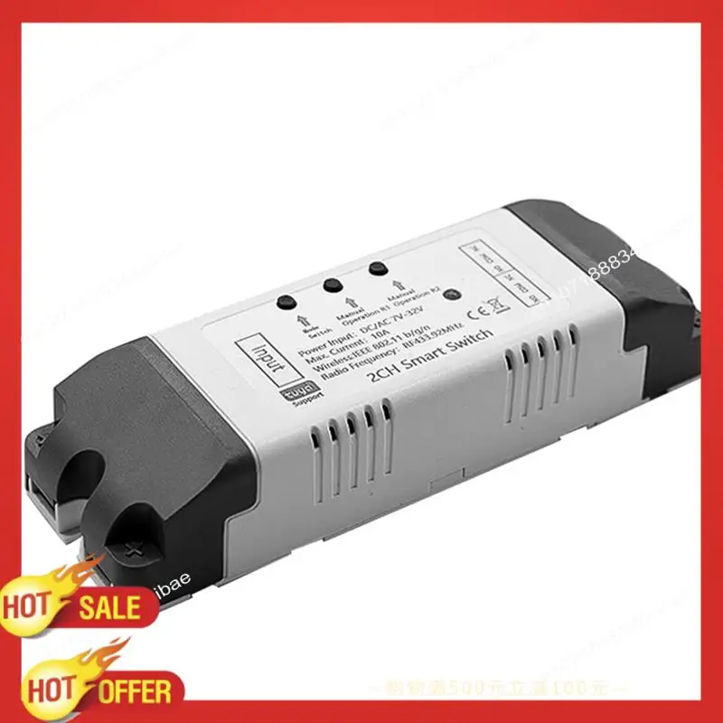 B47C 1 Satz Relaismodul mit RF-Fernbedienung, passend für Alexa 2 CH AC/DC 7–32 V RF/APP-Fernbedienung Smart Home