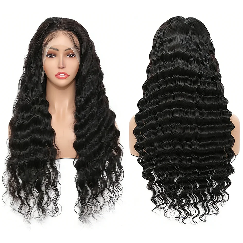 

13×4 HD Lace Front Wig Pre Plucked Natural Hairline Loose Deep Wave Long Natural Black Glueless Wigs For Women Daily Party Use