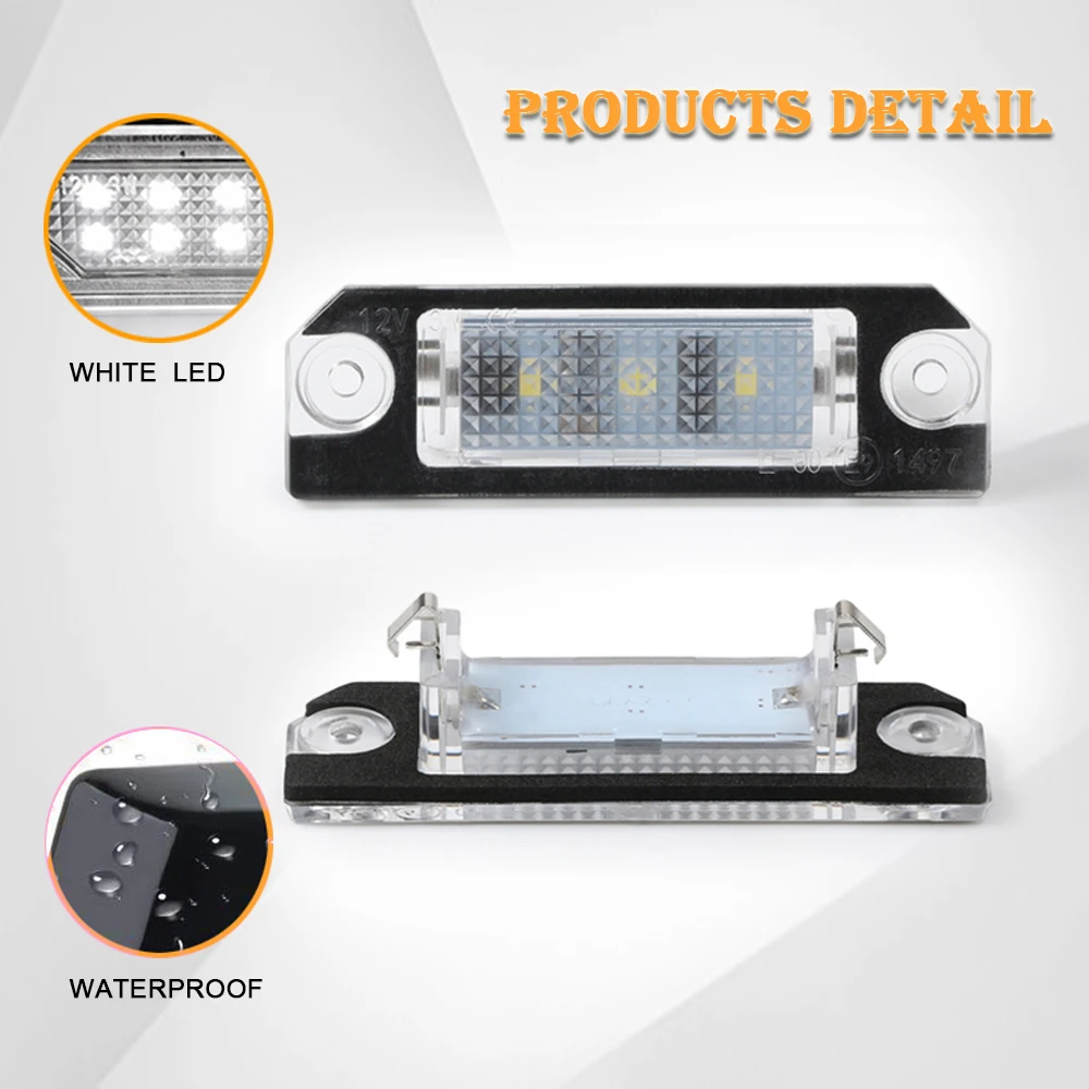 3SMD White LED License Number Plate Lights No Error for Golf 4 5 Lupo Polo 9N Passat 3C B6 Limousine 2005-2010 Car Styling