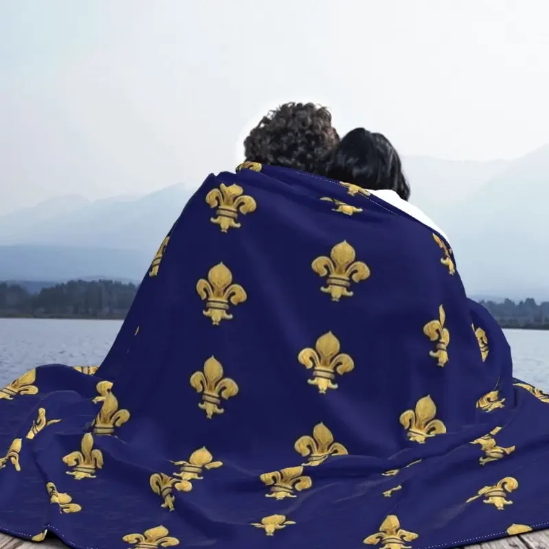 Royal Fleur-De-Lys Blanket Fleece All Season Lily Flower Fleur De Lis Warm Throw Blanket for Bedding Couch Bedding Throws