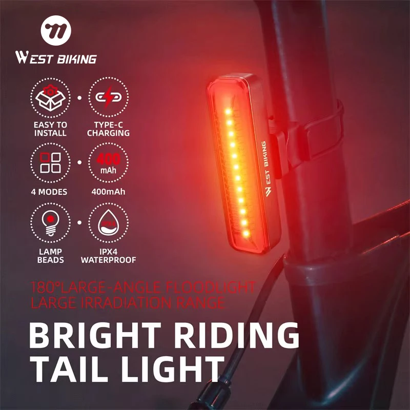 Bicycle Light Waterproof Bike Taillight LED USB Rechargable Safety Back Light Riding Warning Saddle Bike Rear Light