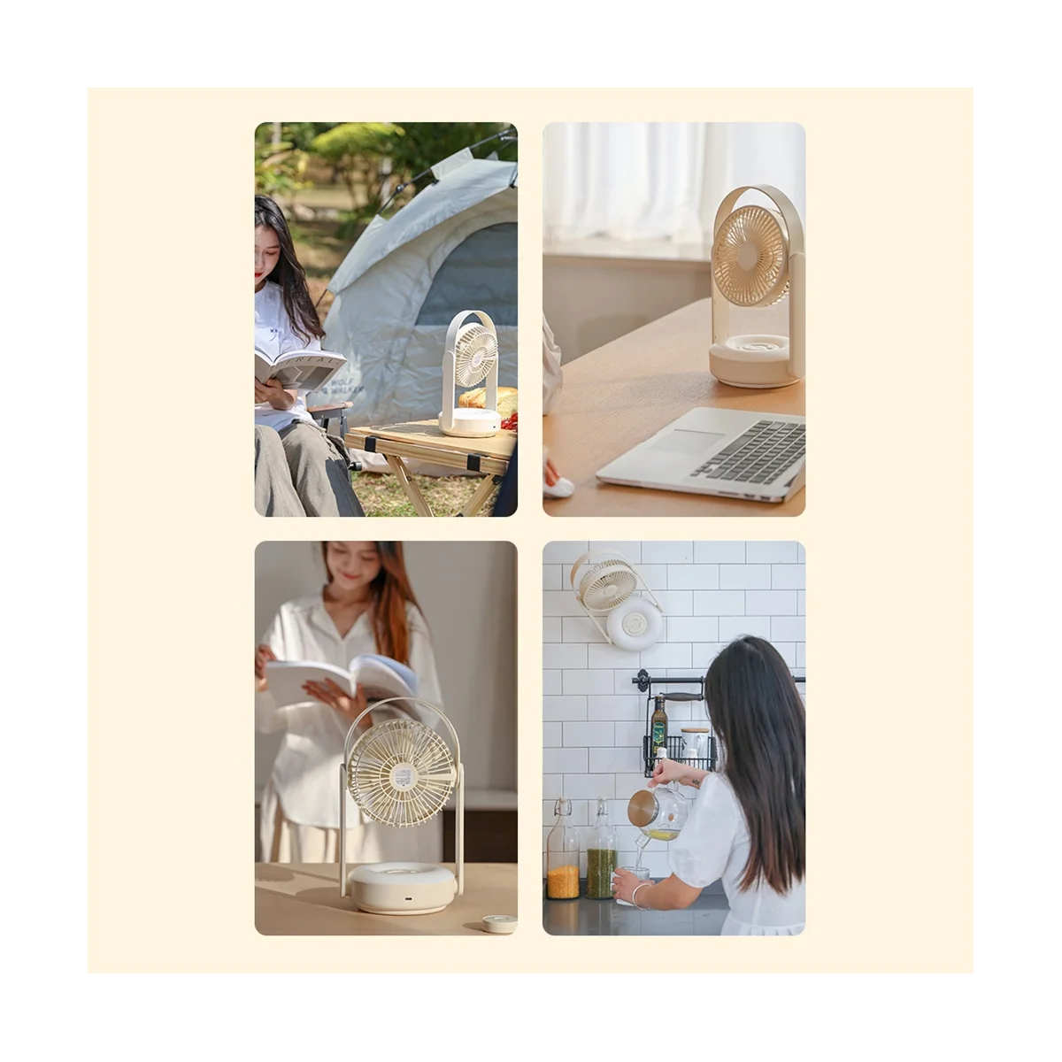 พัดลมตั้งโต๊ะแบบติดผนัง พัดลมตั้งโต๊ะขนาดเล็กแบบชาร์จไฟได้ผ่าน USB สำหรับใช้ในบ้าน พัดลมอเนกประสงค์สำหรับตั้งแคมป์กลางแจ้ง 10000Mah-B-ABLM