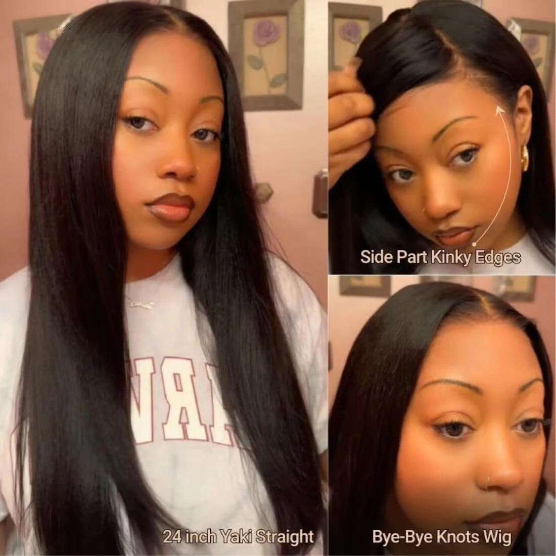 Rambut Keriting Tanpa Gel Simpul Bye Bye Lurus 13*4 Wig Renda Depan Pra Potong 100% Rambut Manusia Wig Non Gel Dikelantang Sebelum Ditarik
