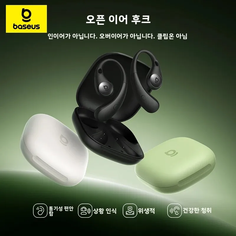 Baseus Eli Sport 2 오픈 이어 무선 이어폰 Bluetooth 6.0 OWS 헤드폰 LDAC OWS 이어폰이 포함된 고해상도 이어훅 스포츠 이어버드