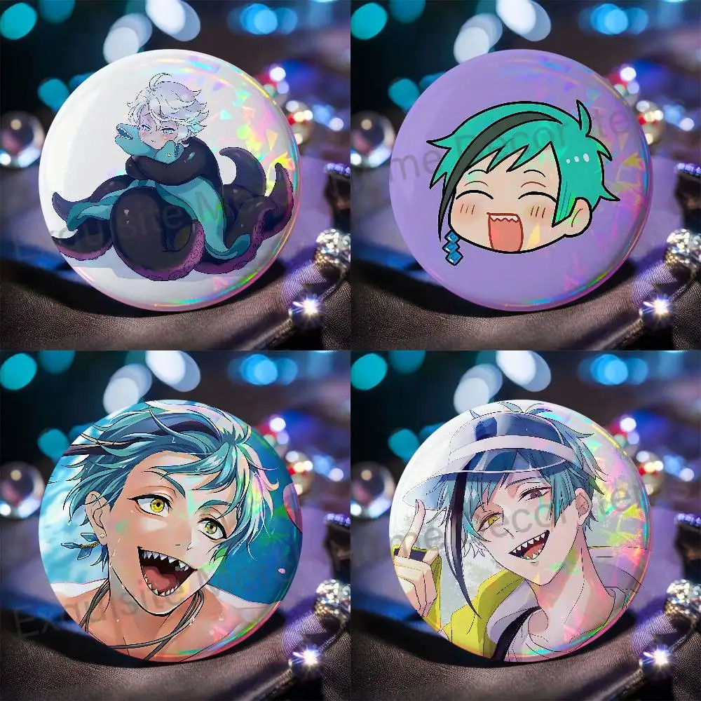 T-Twist Wonderland Floyd Jade Leech Enamel Pin Tinplate Round Brooch Cosplay Nijigen Otaku Culture Badges 58mm 44mm 32mm 25mm