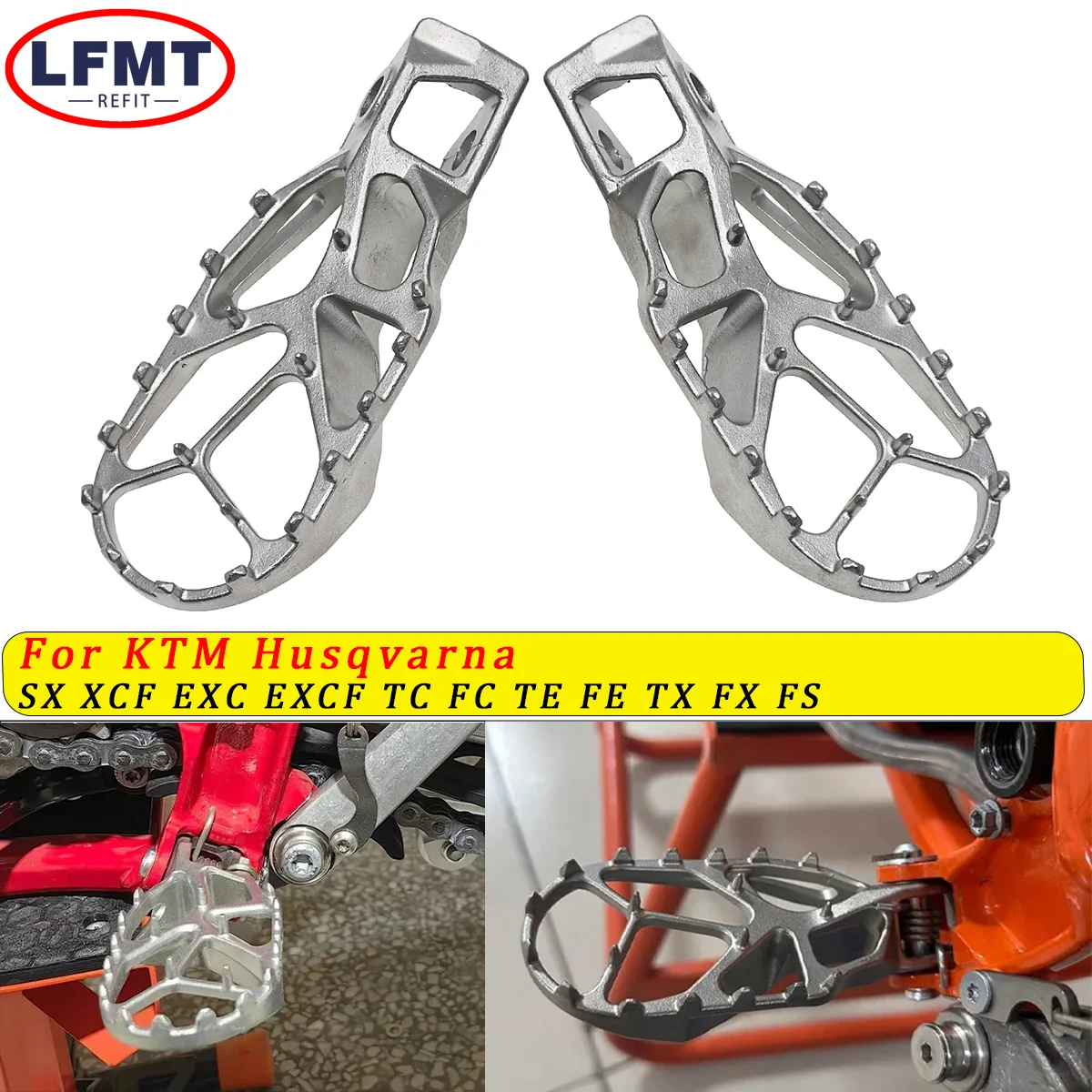 

Stainless Steel Foot Pegs Rests Footrest Footpegs Pedals For KTM SX XCF EXC EXCF Six Days HUSOVARNA TC TE FC FE TX FX FS 2024