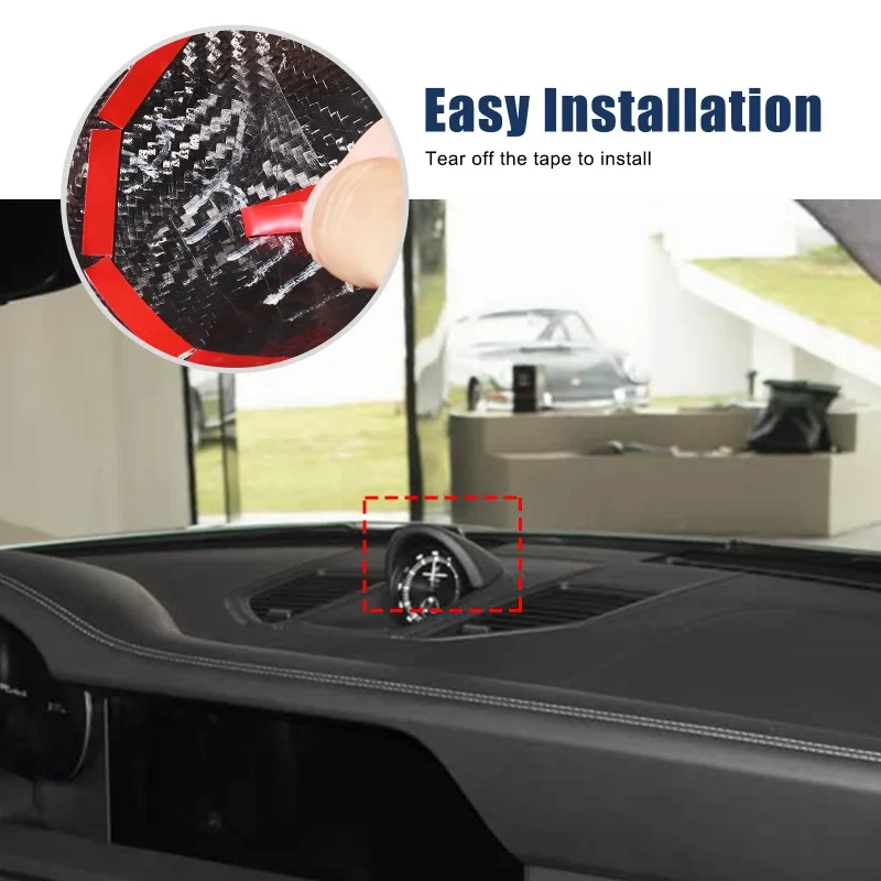 Cubierta de reloj para salpicadero de consola central de fibra de carbono Real para Porsche 911 2019-2026 + accesorios interiores de coche