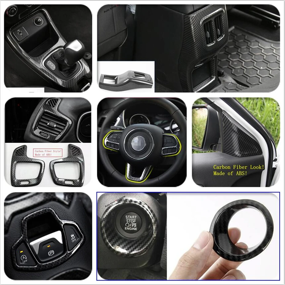 

Air Conditioner Outlet AC Vent / Gear Shift Box / Steering Wheel / Pillar A / Start Stop Cover Trim For Jeep Compass 2017 - 2021