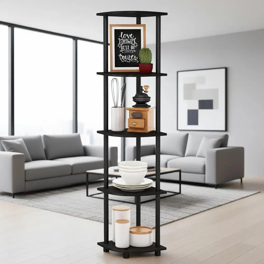 

5-Tier Open Storage Shelf, Versatile Bookshelf for Living Room, Home Office, Garage, Bedroom