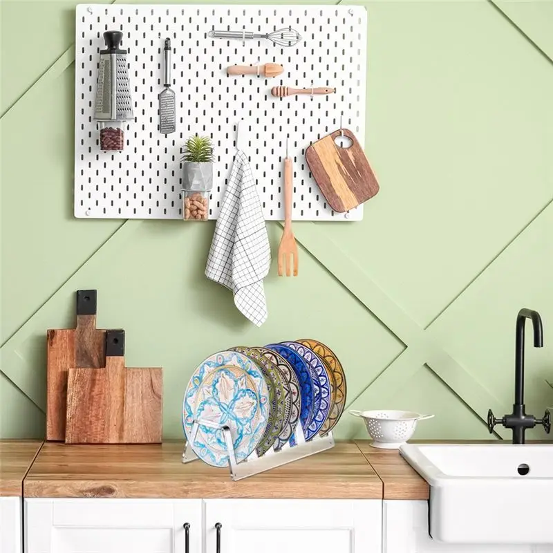 DT19 Acrylic Plate Display Stand - 6 Tiered Clear Holder for Showcasing Dinnerware, Plates & Kitchen Decor - Space Saving