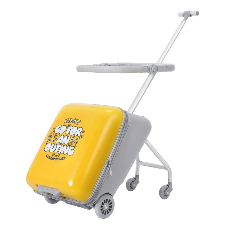 Kids Suitcase Child Seat Pushable and Seatable Travel Large Capacity Trolley Case Luggage can sit in a children's lazy suitcase