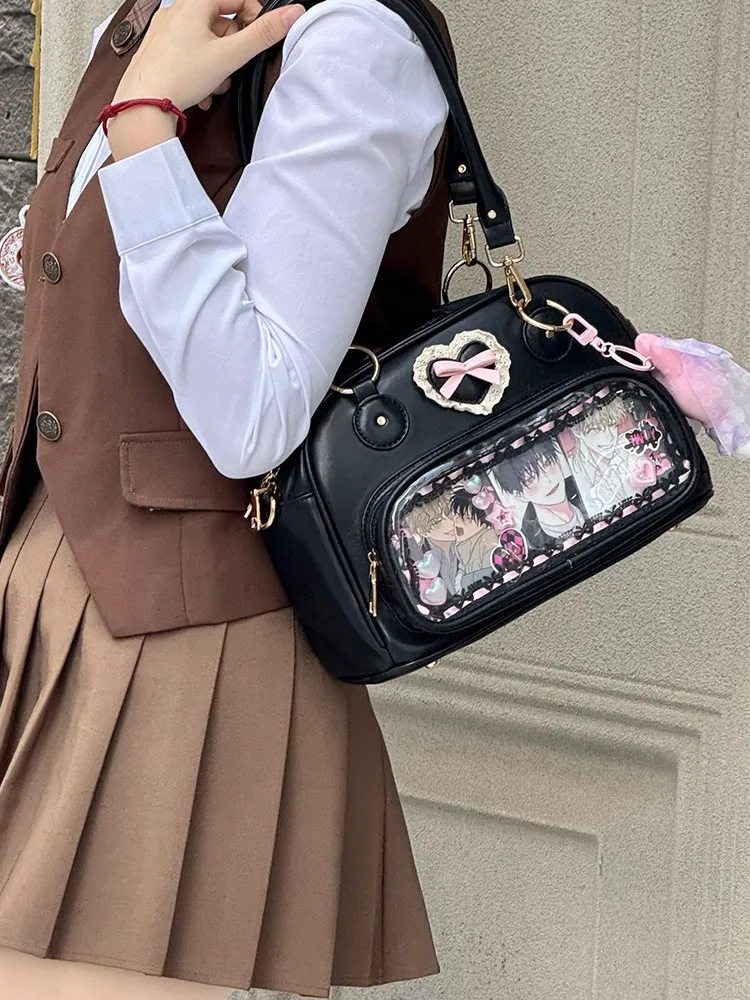 Japanese Original Small Food Versatile Two-dimensional Comic Show Transparent Bow Lta Bag Messenger Bags College Style Backpack