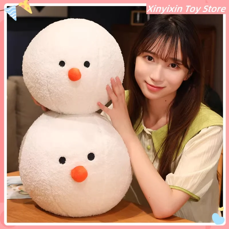 Pillow White Snowball Doll Snowman Plush Toy Ball Shaped Doll Cartoon Soft Cute Christmas New Year'S Kids Gift