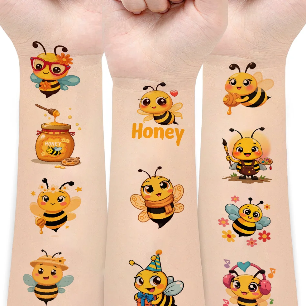 

108pcs Temporary Tattoo Honey Stickers Cartoon Bee Stickers Waterproof Long-lasting Body Stickers For Adults Shoulders