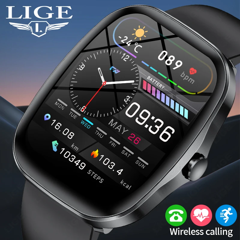 

LIGE 2025 Smart Watch Men 1.53inch 360*360 HD Screen Heart Rate Monitor Sport Fitness Bluetooth Call Smartwatch for Android iOS