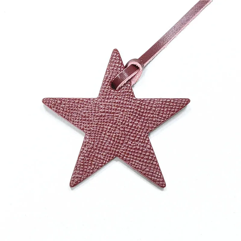 Charm Star Shaped Cowhide Leather Keyring Keychain Pendant Ladies Women Bag Accessories Charm