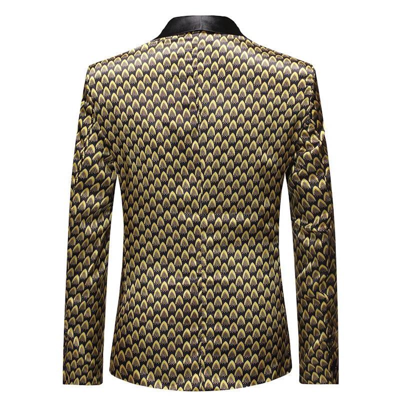 Fashion Fashion Autumn And Winter New Printed Top Men's Casual Single Row One Button Suit Jacket