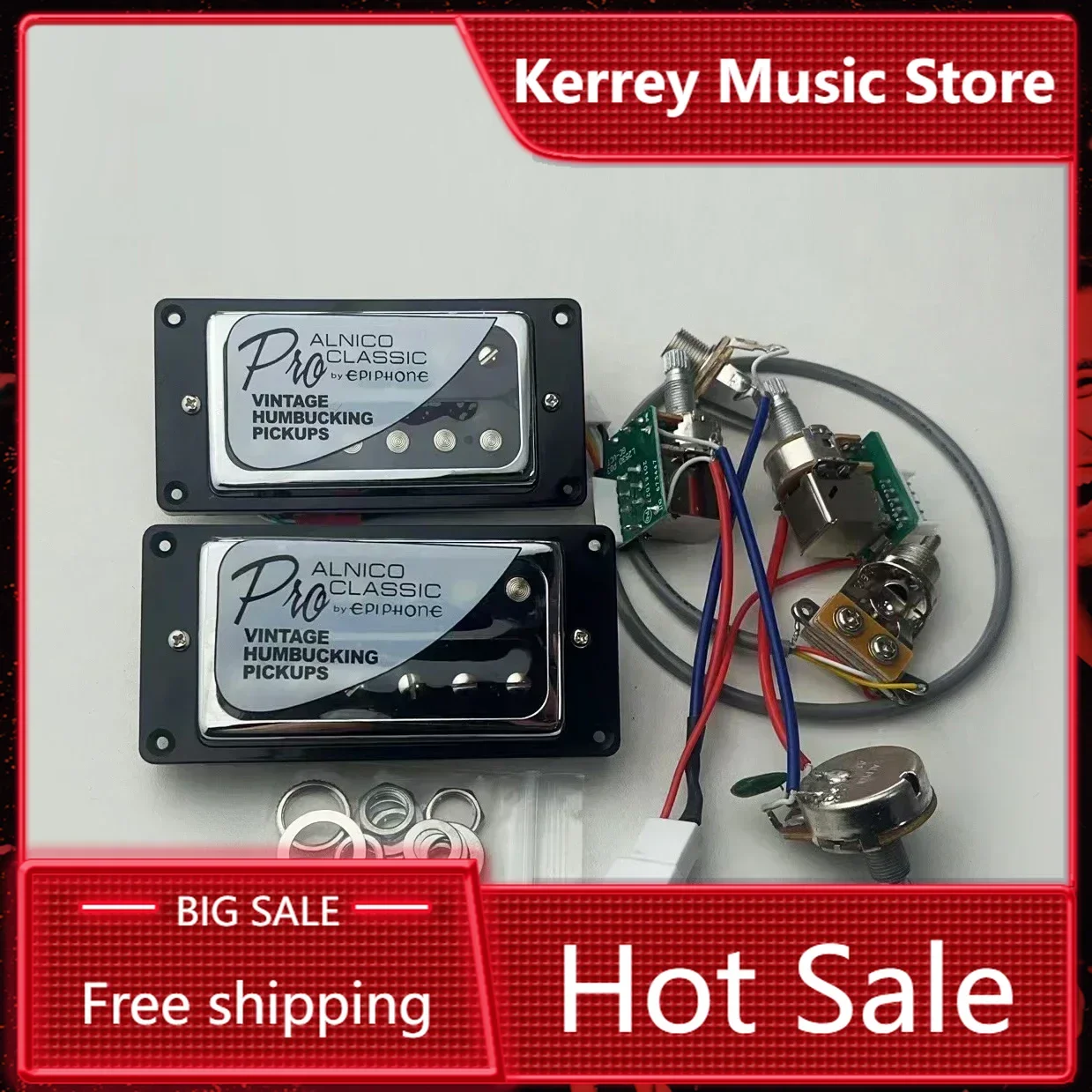 

New upgraded Alnico classic Bucker PRO humbucking pickup with 2v1t push/pull wiring harness kit