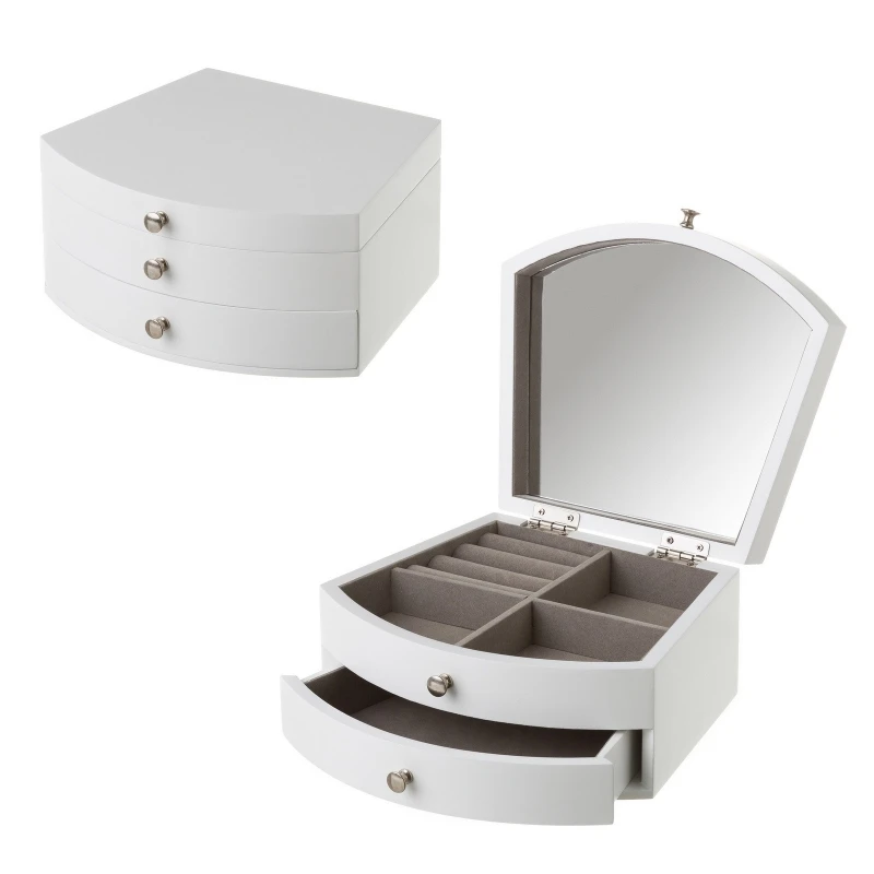 Wooden jewelry box with 1 drawer white minimalist for bedroom Fantasy 220069