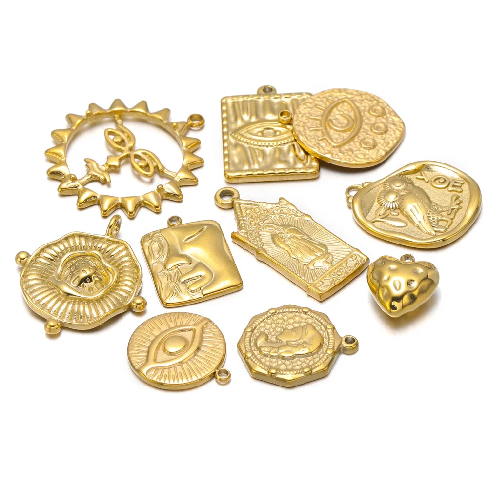 5pcs/Lot Stainless Steel Sun Heart Virgin Maria Eye Charms Pendant For DIY Necklace Bracelet Earrings Jewelry Accessories - Image 6