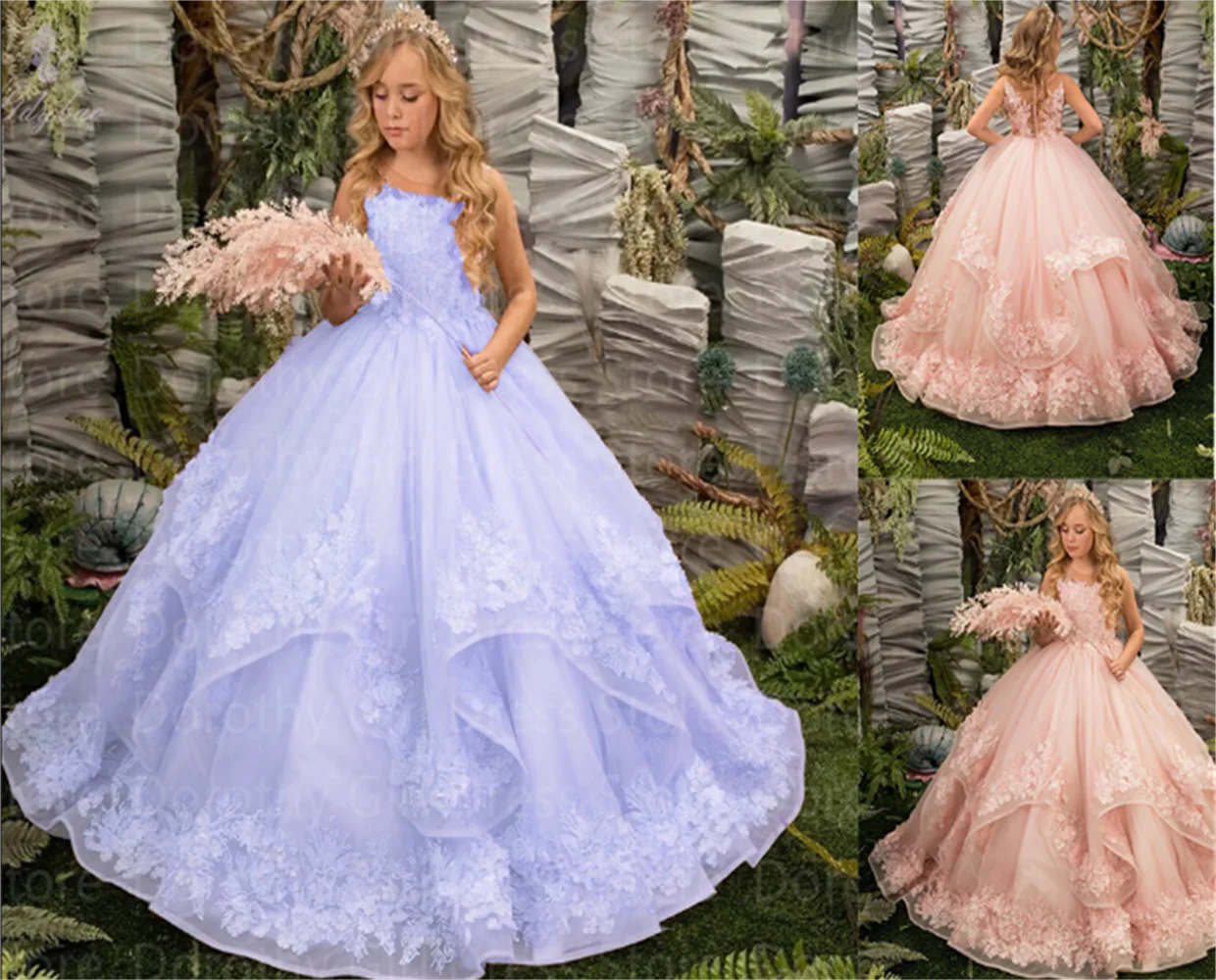 Customize  Luscious Upon Layers Of Horsehair Braid Trimmed Flower Girl Dress Lavender Princess Tulle Fluffy Banquet Dresses