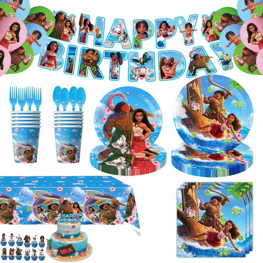 

Moana 2 Theme Birthday Party Decoration Tableware Balloons Cup Plate Banner Kid Party Girls Baby Shower Supplies Christmas Gifts
