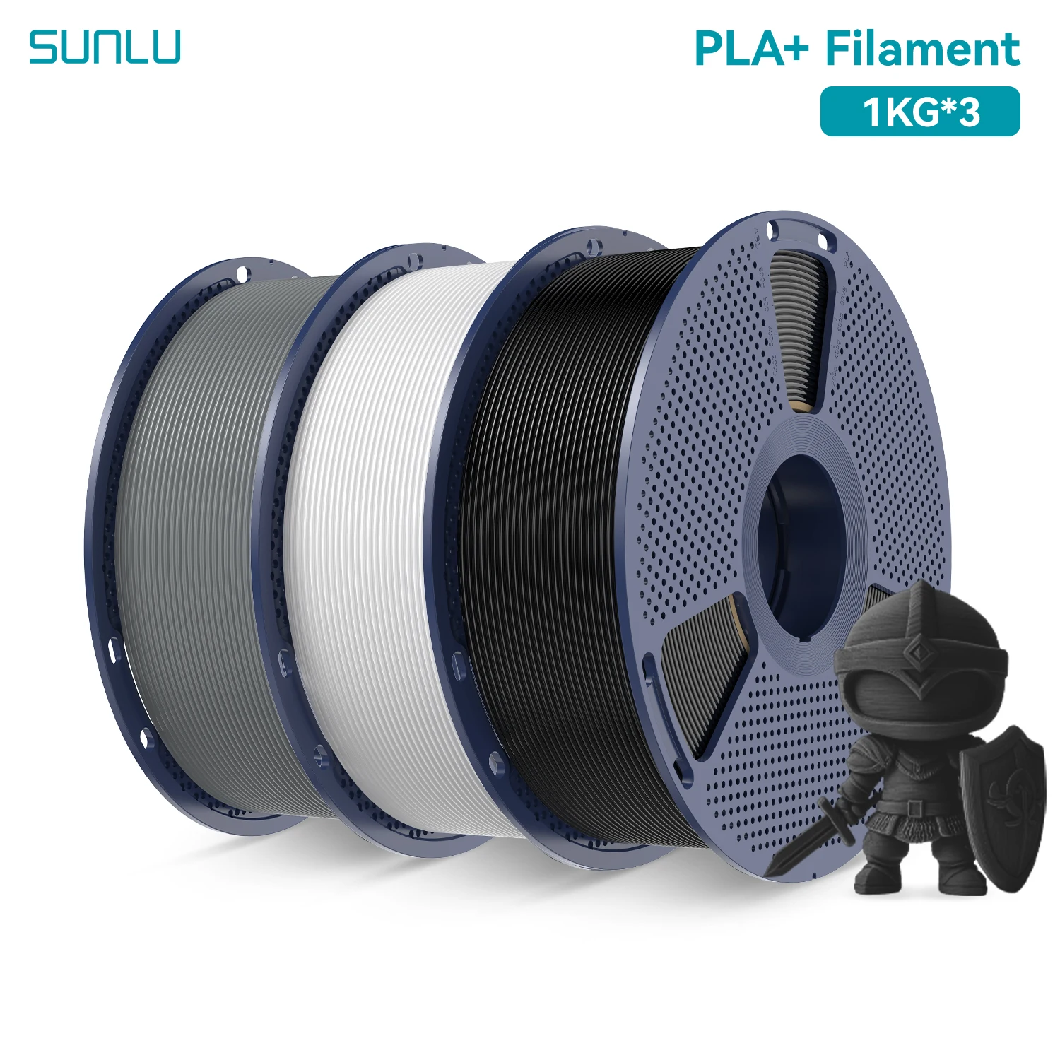 SUNLU PLA PLUS 3D-Drucker Filament 1,75mm±0,02mm 3KG Zähigkeit Sauber Gewickelt Verwicklungsfrei PLA+ Filament für die Meisten FDM-Drucker