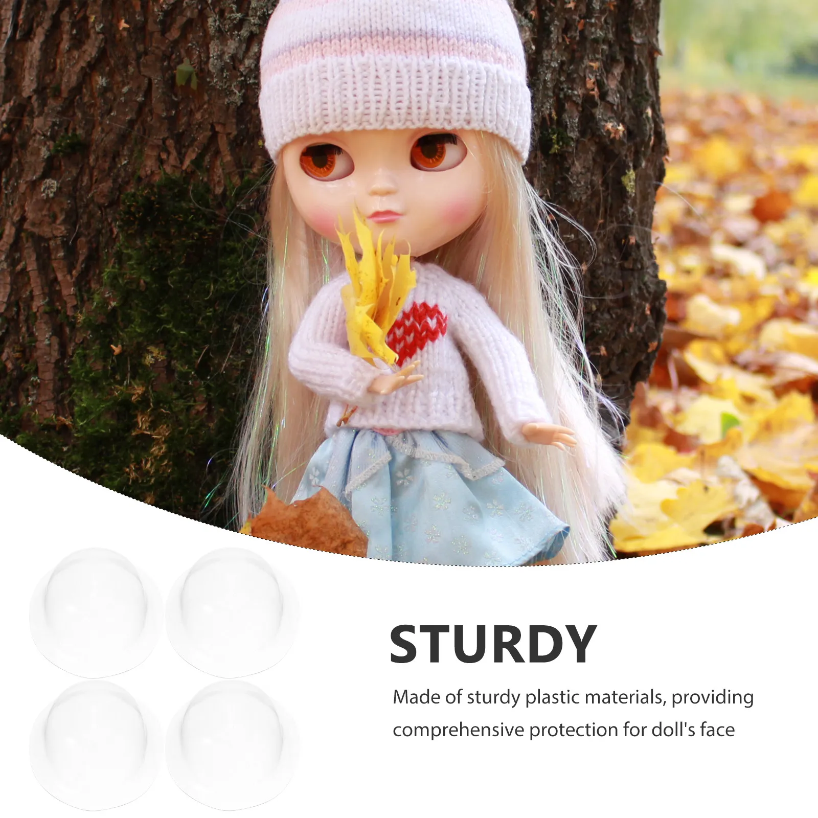 4Pcs Clear Plastic Face Covers for Bjd Mini Mask Face Protection Highlighting Eyelashes Makeup Accessory