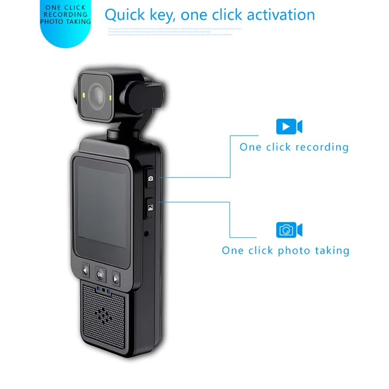 كاميرا Xiaomi 4K Pocket Action كاميرا فيديو رياضية عالية الدقة 180 ° جهاز تسجيل واي فاي مثبت على الدوران ومسجل فيديو خارجي محمول