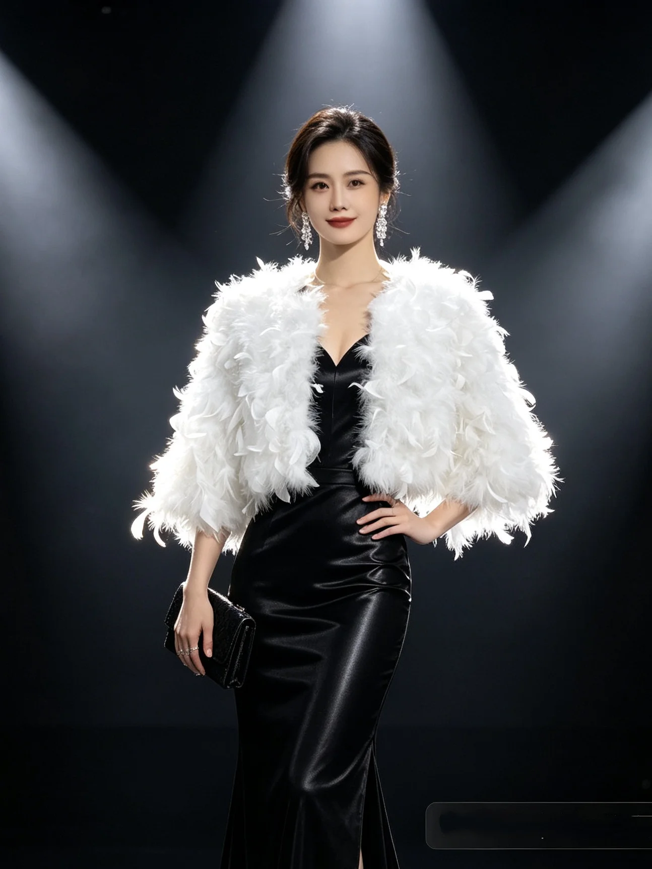 White Chic Half Sleeve Wedding Real Ostrich Feather Jacket Warm Autumn Winter Turkey Fur Coat Evening Party Outwear