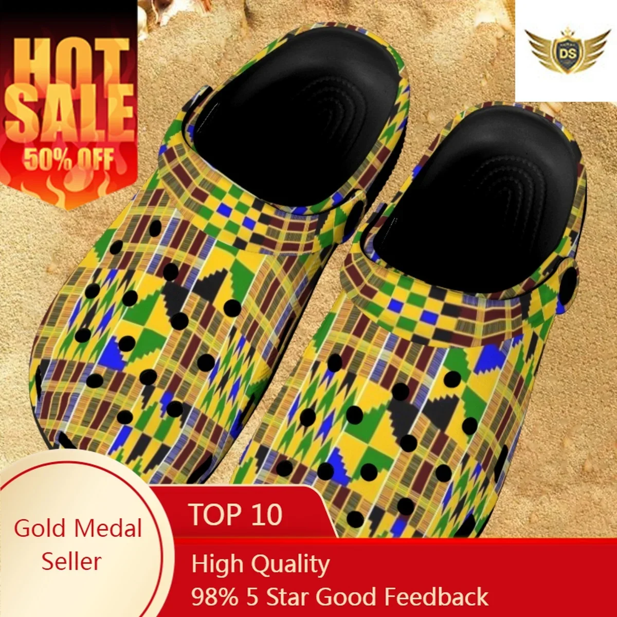 

African Tribal Culture Breathable Adult Slides Vintage Black Non-slip Couple Indoor Slippers Summer Casual Flat Garden Shoes